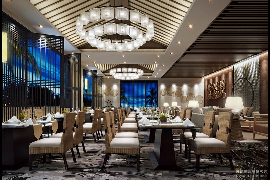 星級(jí)酒店自助餐廳擺放效果圖